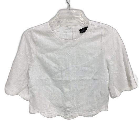 Dotti Wave Boxy White Cropped Linen Blend Tee Ladies Size AU 6 NEW