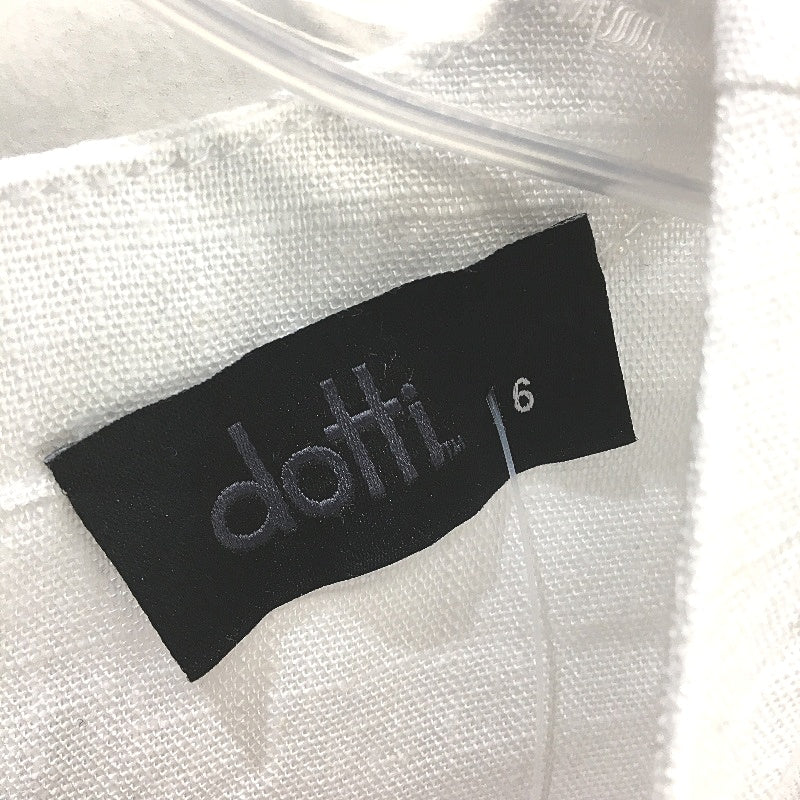 Dotti Wave Boxy White Cropped Linen Blend Tee Ladies Size AU 6 NEW