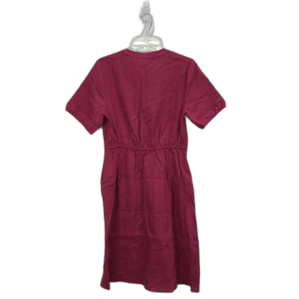 Jacqui.E Lara Linen Knee Length Raspberry Red Dress Ladies Size AUS 8 NEW