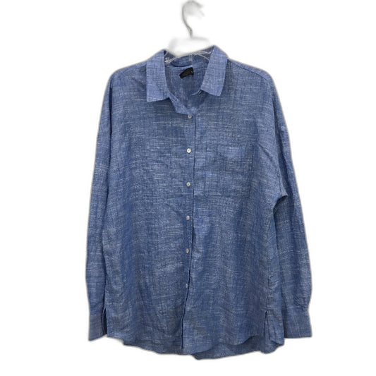 Dotti Paige Blue Marle Long Sleeve Linen Blend Shirt Ladies Size AU 12 NEW