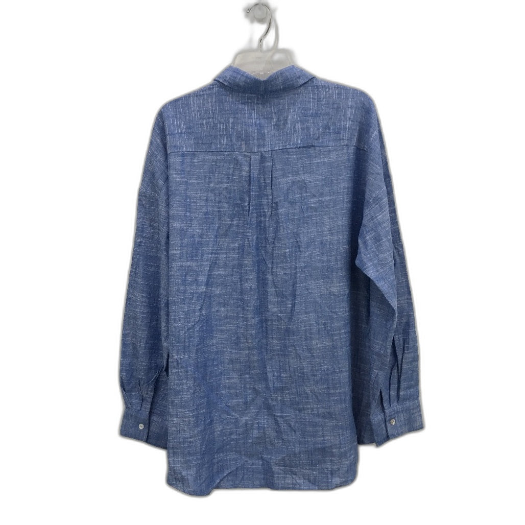 Dotti Paige Blue Marle Long Sleeve Linen Blend Shirt Ladies Size AU 12 NEW