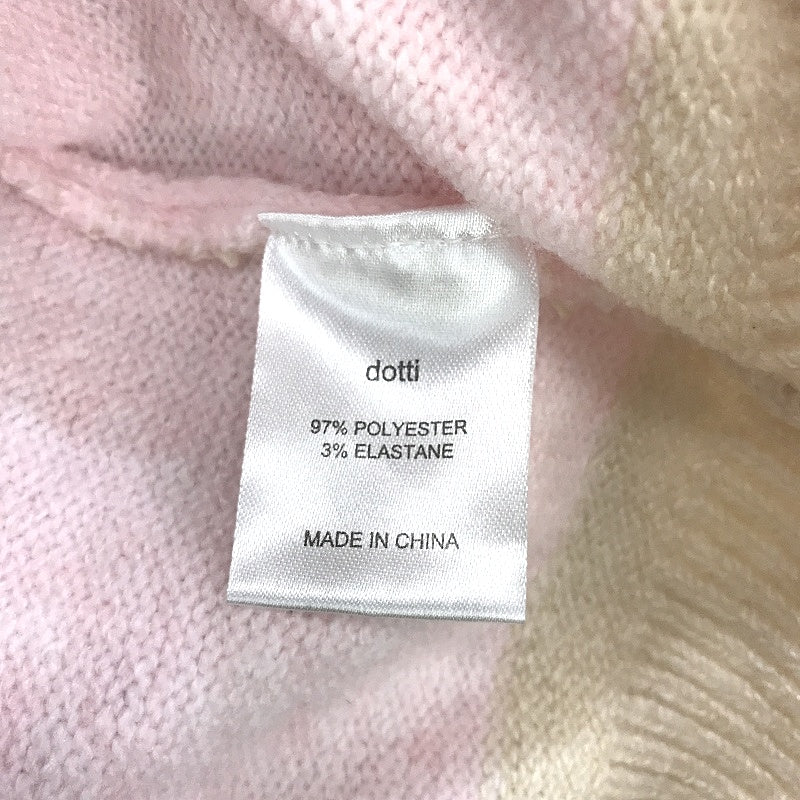 Dotti Avery Crew Neck Fluffy Knit Pink Cream Stripe Sweater Ladies Sz Medium NEW