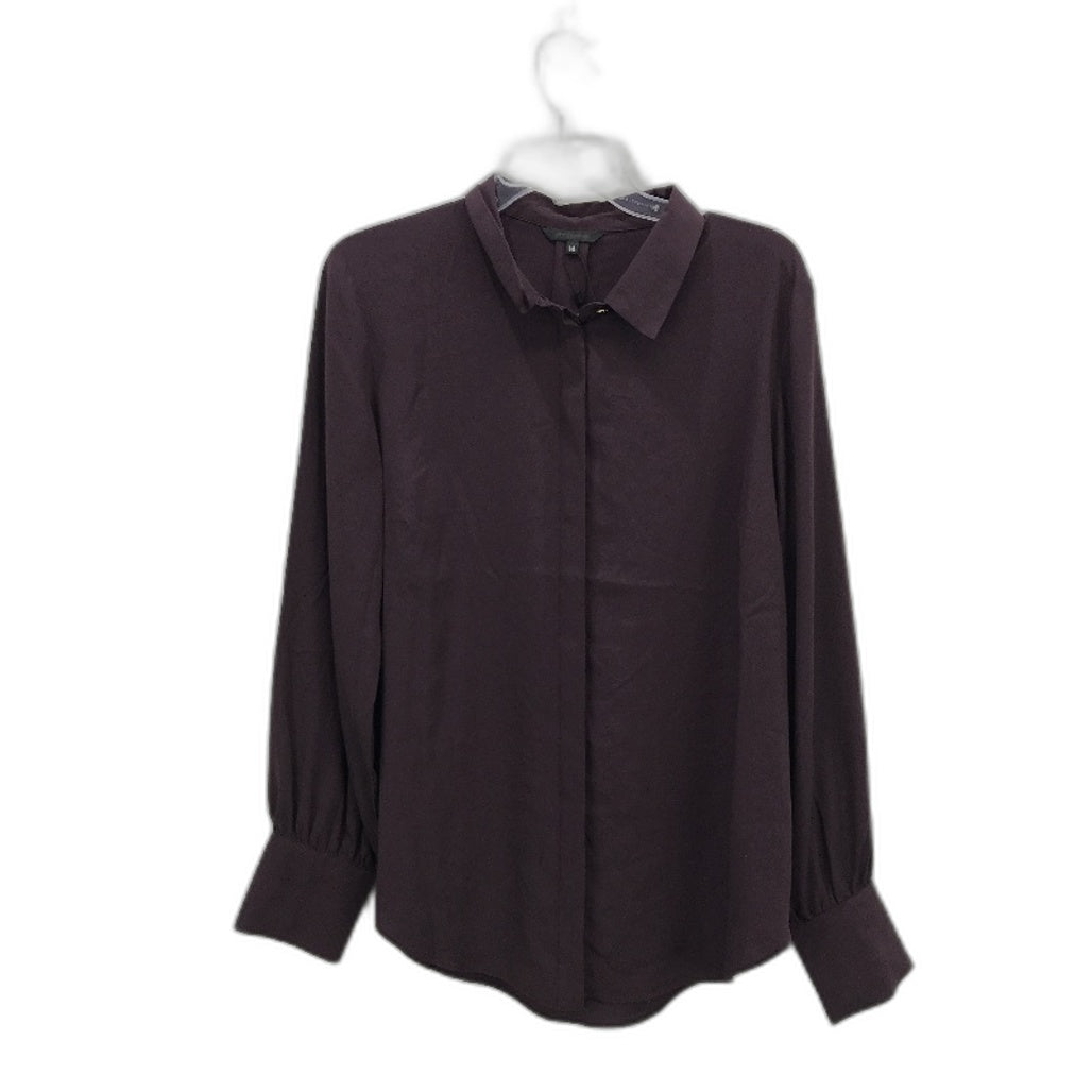 Portmans Tayla Tie Neck Aubergine Purple Longsleeve Shirt Ladies Size AU 14 NEW