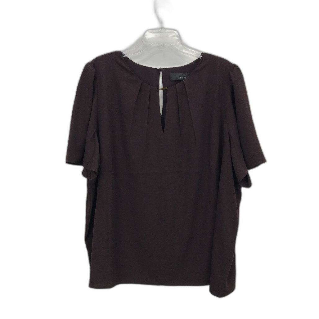 Portmans Daria Shell Dark Choco Short Sleeve Top Ladies Size AU 24+ Curve NEW