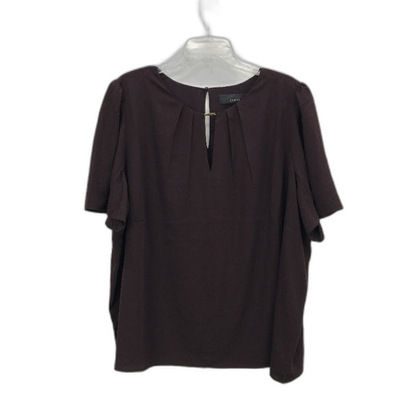 Portmans Daria Shell Dark Choco Short Sleeve Top Ladies Size AU 24+ Curve NEW