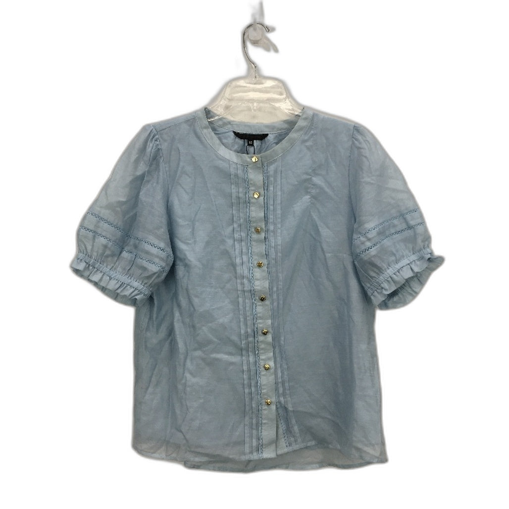 Portmans Lola Puffy Shortsleeve Skyway Blue Blouse Ladies Size AU 10 NEW