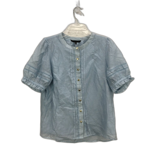 Portmans Lola Puffy Shortsleeve Skyway Blue Blouse Ladies Size AU 10 NEW