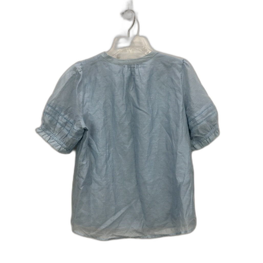 Portmans Lola Puffy Shortsleeve Skyway Blue Blouse Ladies Size AU 10 NEW