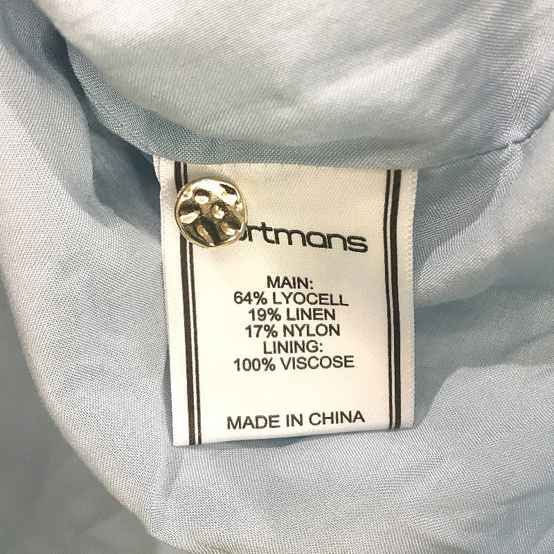 Portmans Lola Puffy Shortsleeve Skyway Blue Blouse Ladies Size AU 10 NEW