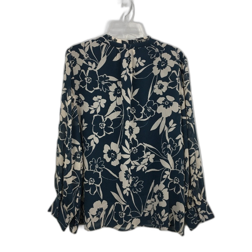 Jacqui.E Skylar Beauty Bloom Teal Floral Sheer Sleeve Blouse Ladies Sz AU 12 NEW