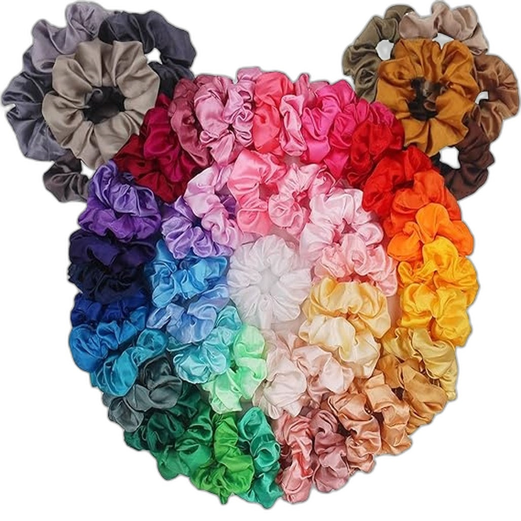 BeeVines 60 Colours Pack Satin Silky Hair Tie Scrunchies Girl Accessories NEW