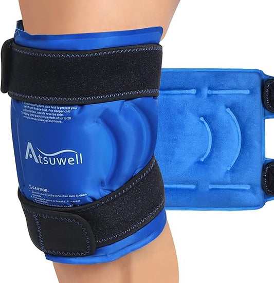 Atsuwell Reusable Gel Ice Pack For Knee Elbow Shin Flexible Cold Compress NEW