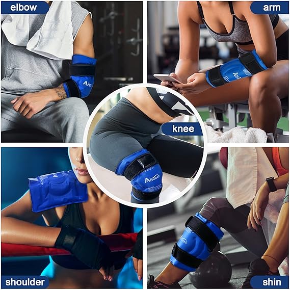 Atsuwell Reusable Gel Ice Pack For Knee Elbow Shin Flexible Cold Compress NEW