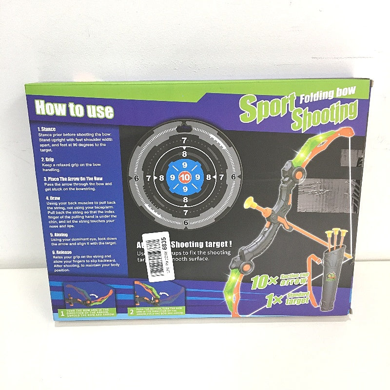 Gmaophy Folding Bow & Arrows Target Set Light Up Sport Shooting Toy Age 3  NEW