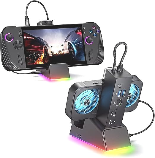 JSAUX USB C 7 iN 1 RGB Cooling Docking Charging Station ROG Ally Steam Deck NEW