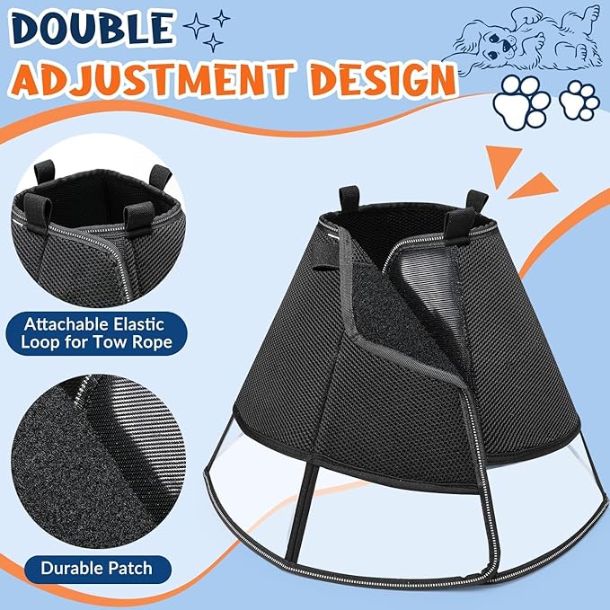 Dog Cone Collar Elizabethan Adjustable Prevent Licking After Surgery Size L NEW