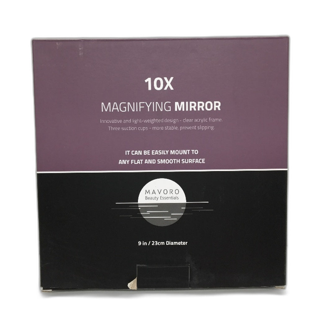 Mavoro 23CM 9 Inch 10x Magnifying Cosmetic Makeup Mirror With 3 Suction Cups NEW
