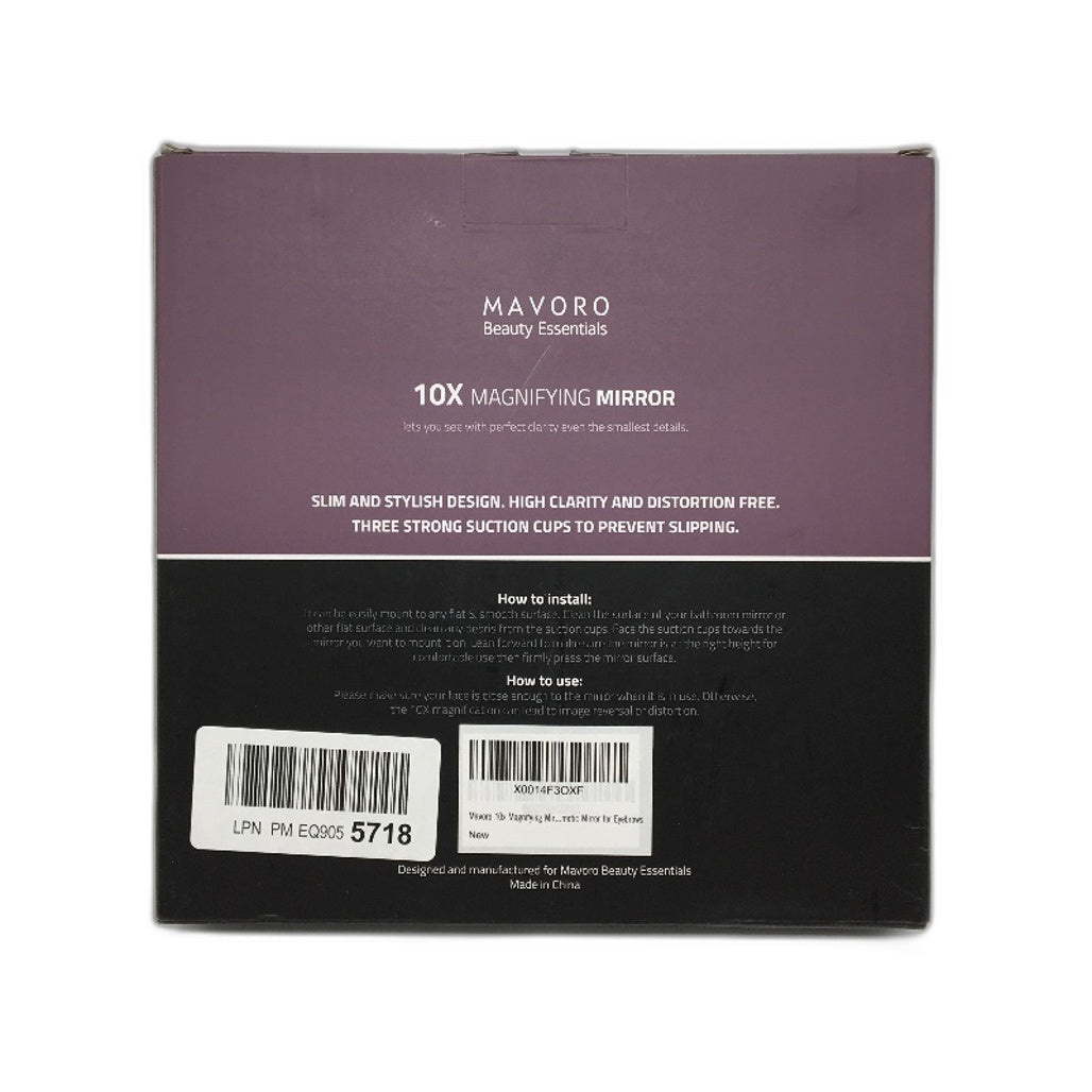 Mavoro 23CM 9 Inch 10x Magnifying Cosmetic Makeup Mirror With 3 Suction Cups NEW