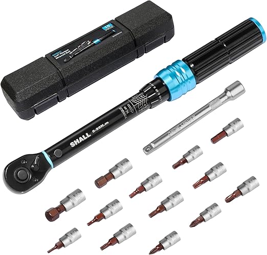 SHALL 1/4" Torque Wrench Set 15PC Dual Direction For Bike Motorcycle Maintenance