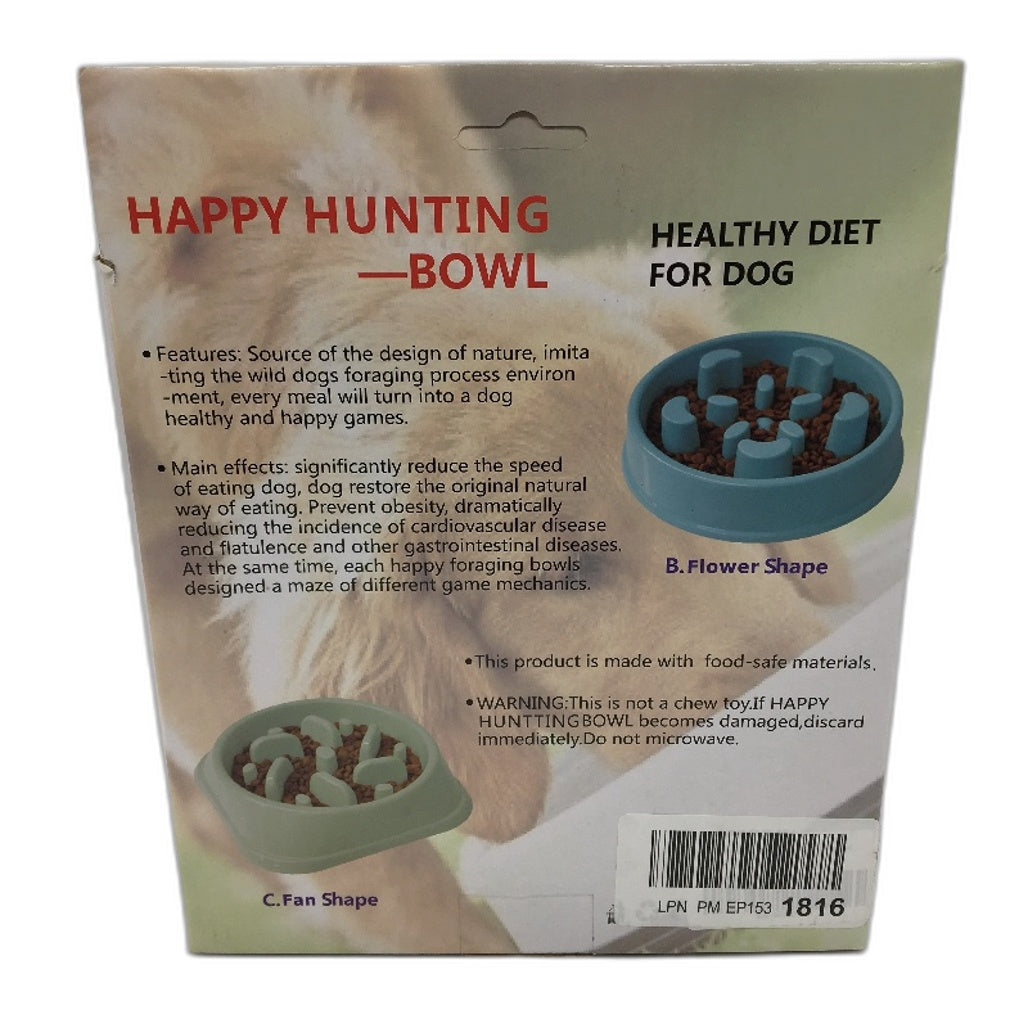 Happy Hunting Dog Bowl Fun Healthy Slow Feeder Top Rack Dishwasher Safe NEW