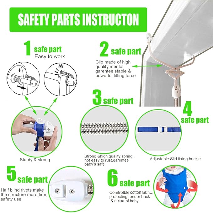 HahaFish Baby Toddler Door Clamp Jumper Bouncer Exerciser Adjustable Strap NEW