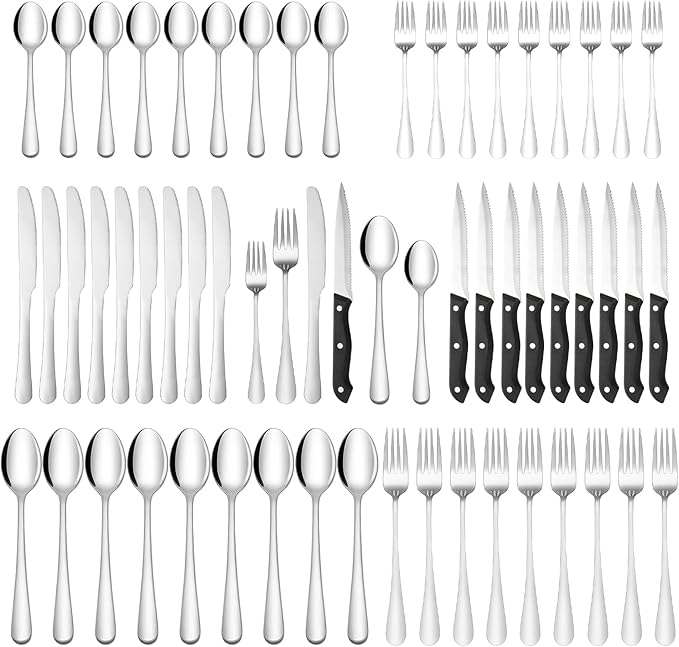 Premium Cutlery Set 60PCS For 10 Stainless Steel Tableware Knife Fork Spoon NEW