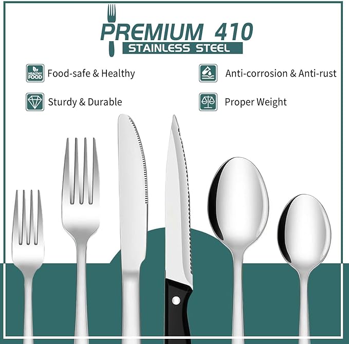 Premium Cutlery Set 60PCS For 10 Stainless Steel Tableware Knife Fork Spoon NEW