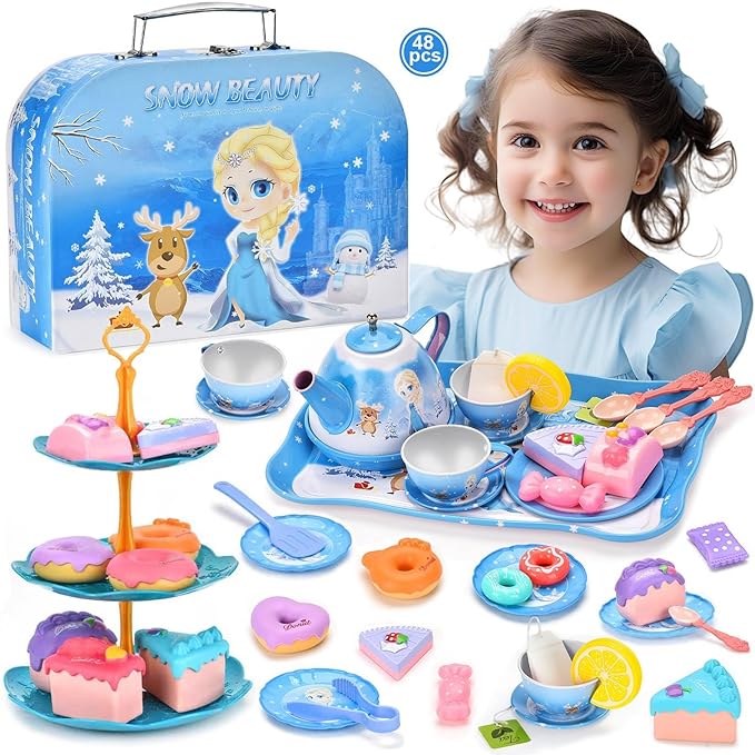 Snow Beauty Kids Girls Tea Party Dessert Playset Pretend Play Toys Age 3+ NEW