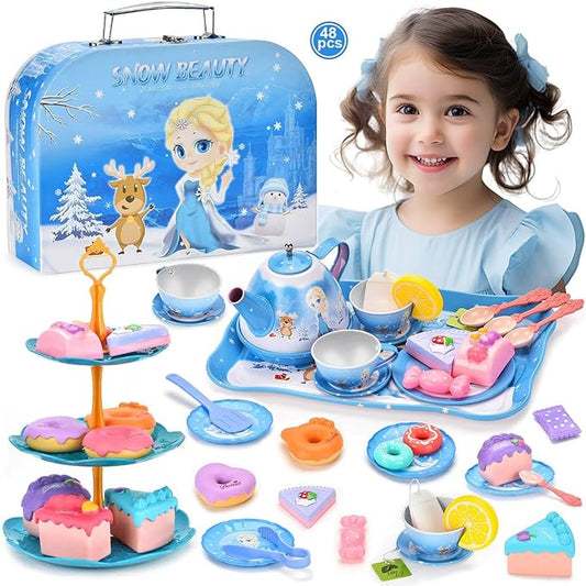 Snow Beauty Kids Girls Tea Party Dessert Playset Pretend Play Toys Age 3+ NEW