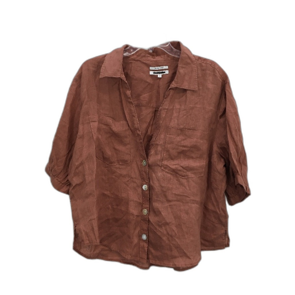 Just Jeans Naomi Clay Brown Linen Collared Shirt Ladies Size AU 14 NEW