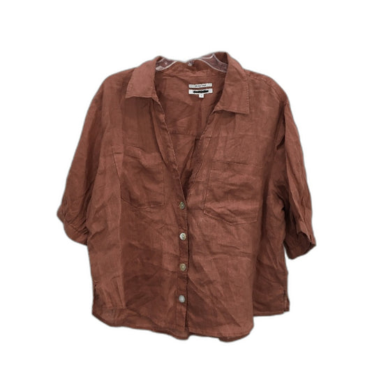 Just Jeans Naomi Clay Brown Linen Collared Shirt Ladies Size AU 14 NEW