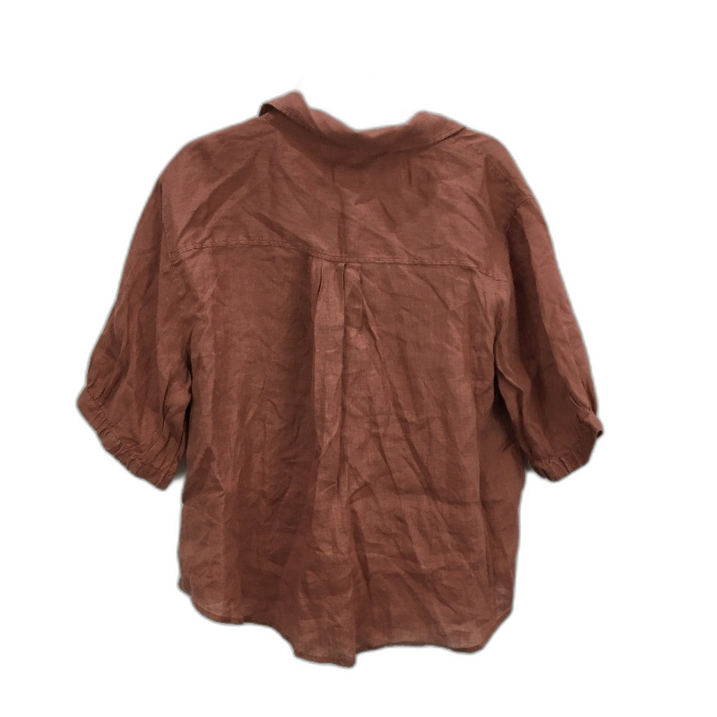 Just Jeans Naomi Clay Brown Linen Collared Shirt Ladies Size AU 14 NEW