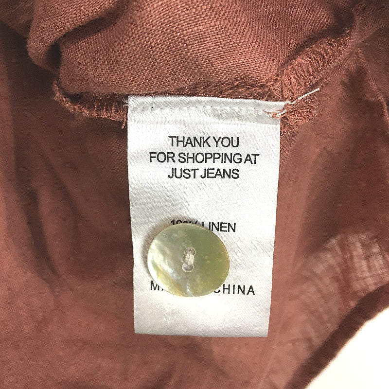 Just Jeans Naomi Clay Brown Linen Collared Shirt Ladies Size AU 14 NEW