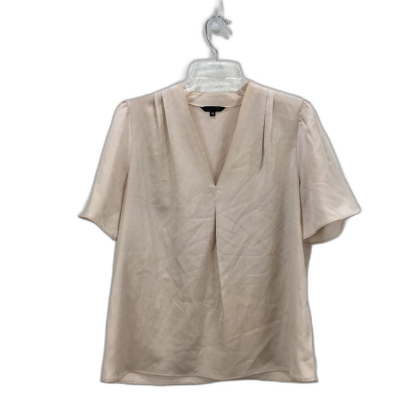 Portmans Shelley Satin Beigey Pink V Neck Shortsleeve Top Ladies Size AU 10 NEW