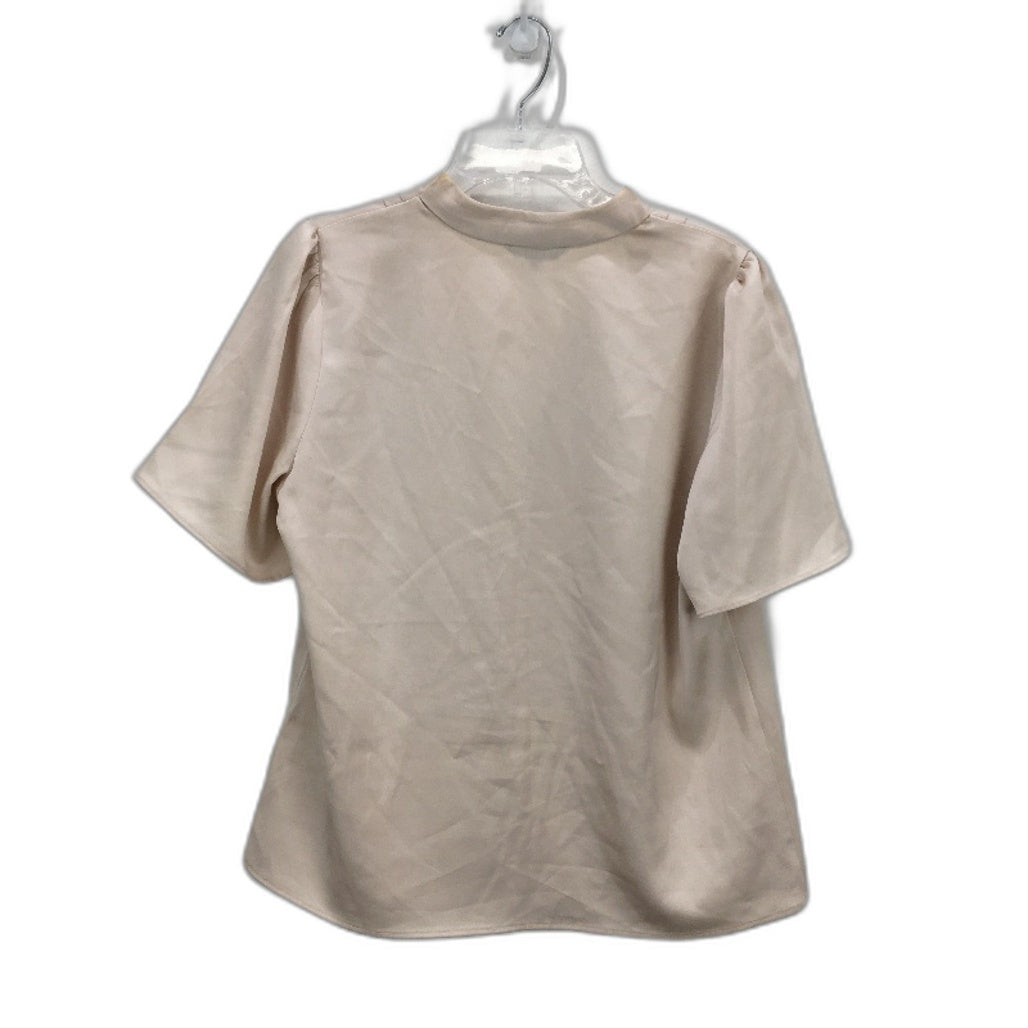 Portmans Shelley Satin Beigey Pink V Neck Shortsleeve Top Ladies Size AU 10 NEW