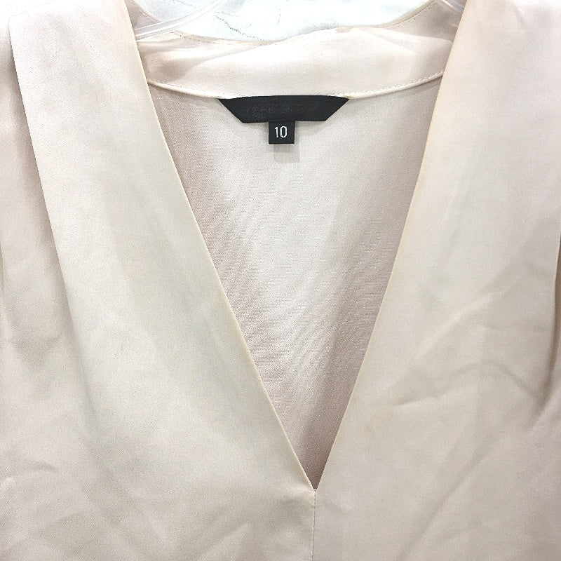 Portmans Shelley Satin Beigey Pink V Neck Shortsleeve Top Ladies Size AU 10 NEW