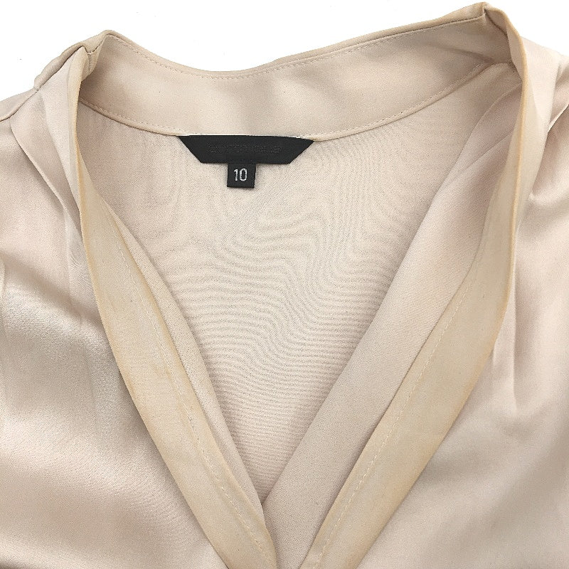 Portmans Shelley Satin Beigey Pink V Neck Shortsleeve Top Ladies Size AU 10 NEW