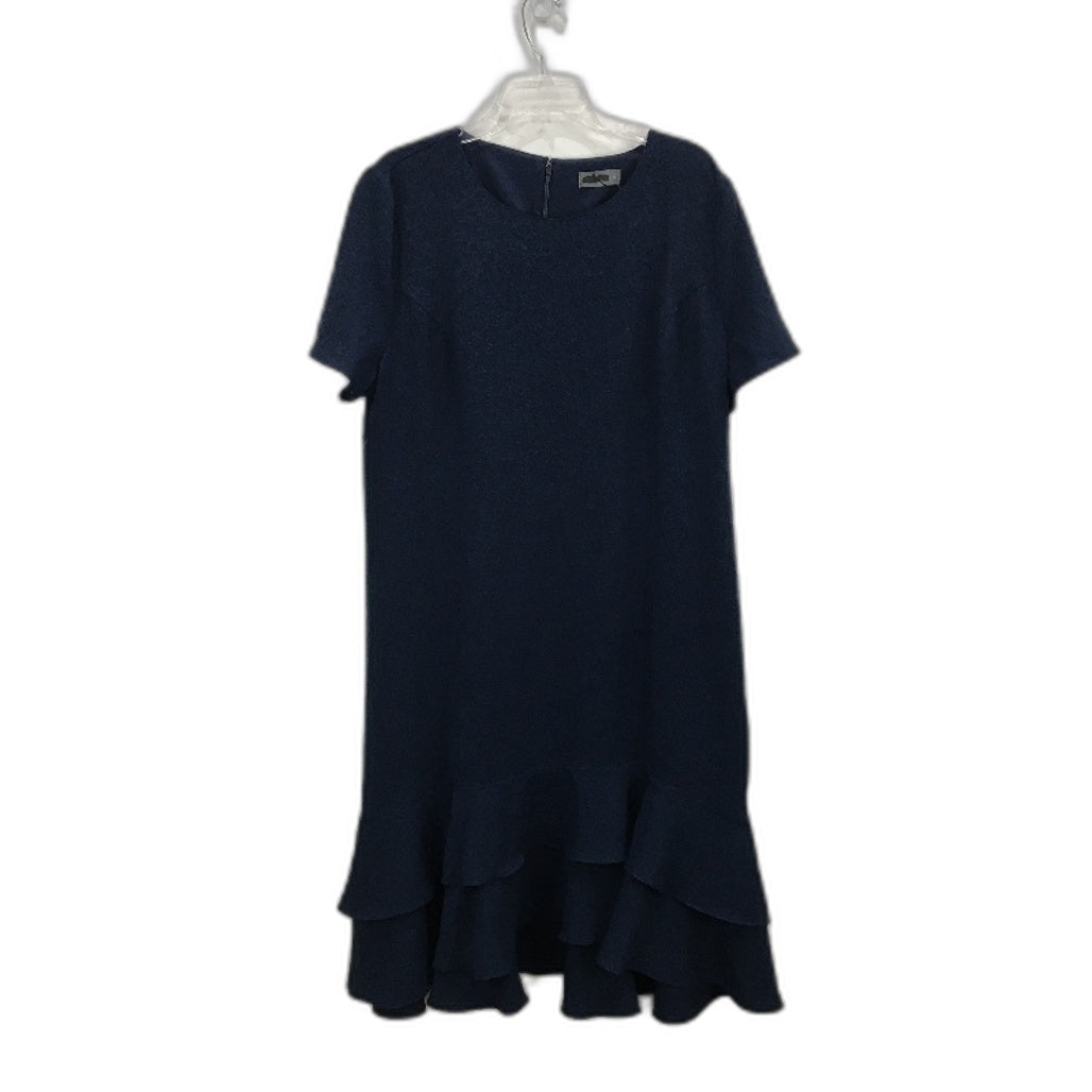 Jacqui.E Astrid Frill Hem Nautical Navy Knee Length Dress Ladies Size AU 18 NEW