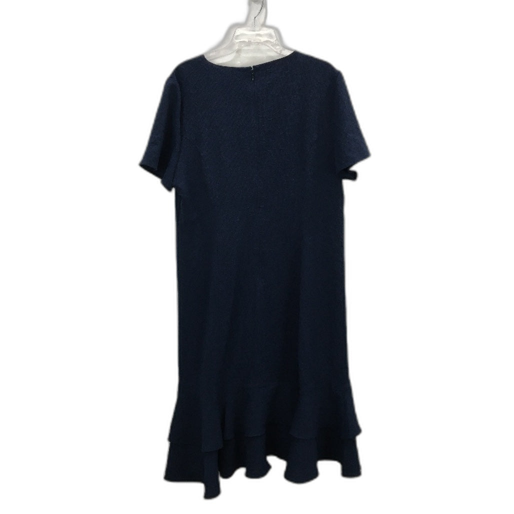 Jacqui.E Astrid Frill Hem Nautical Navy Knee Length Dress Ladies Size AU 18 NEW