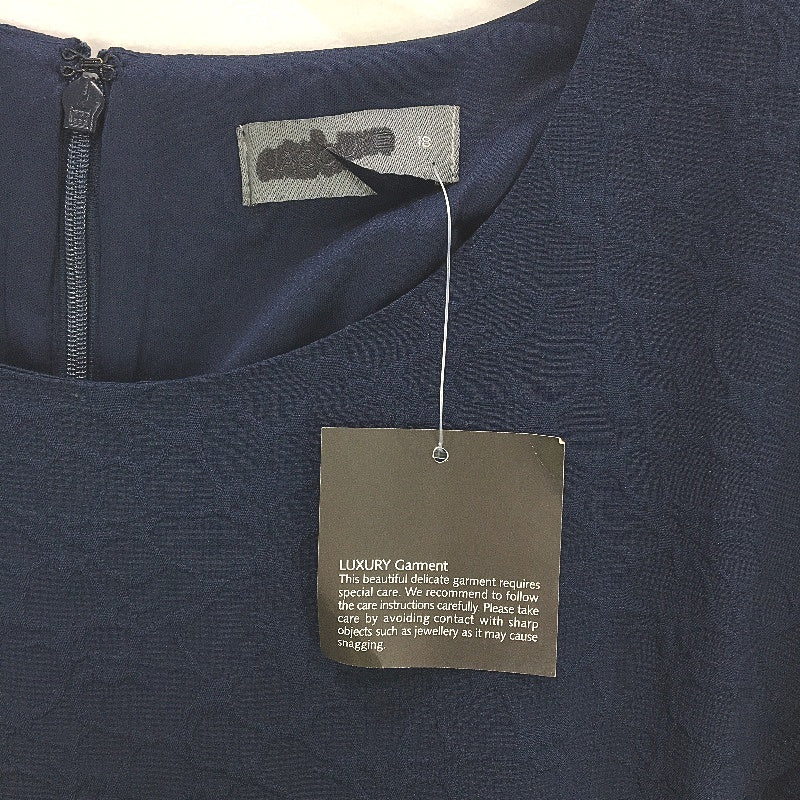 Jacqui.E Astrid Frill Hem Nautical Navy Knee Length Dress Ladies Size AU 18 NEW