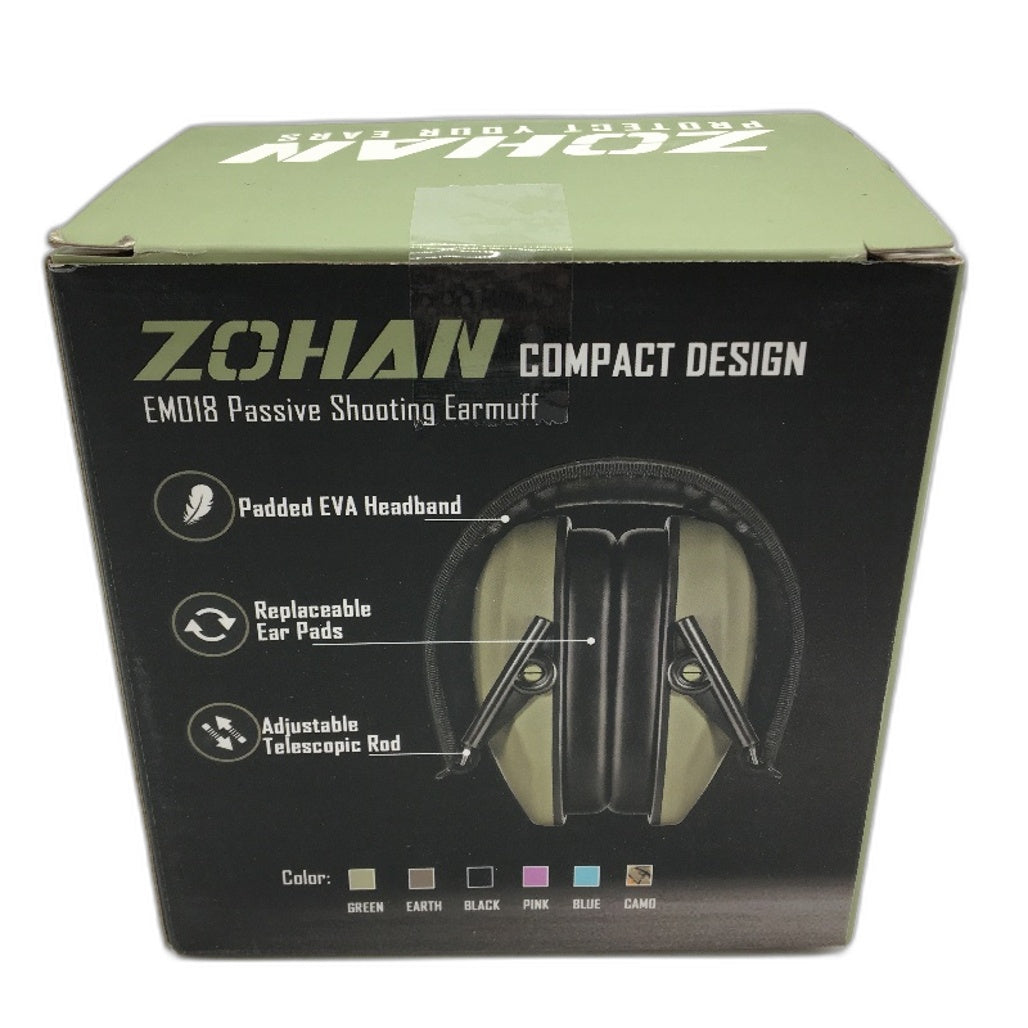 Zohan Compact Design EM018 27dB Army Green Passive Shooting Earmuff One Size NEW