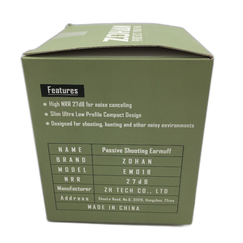 Zohan Compact Design EM018 27dB Army Green Passive Shooting Earmuff One Size NEW