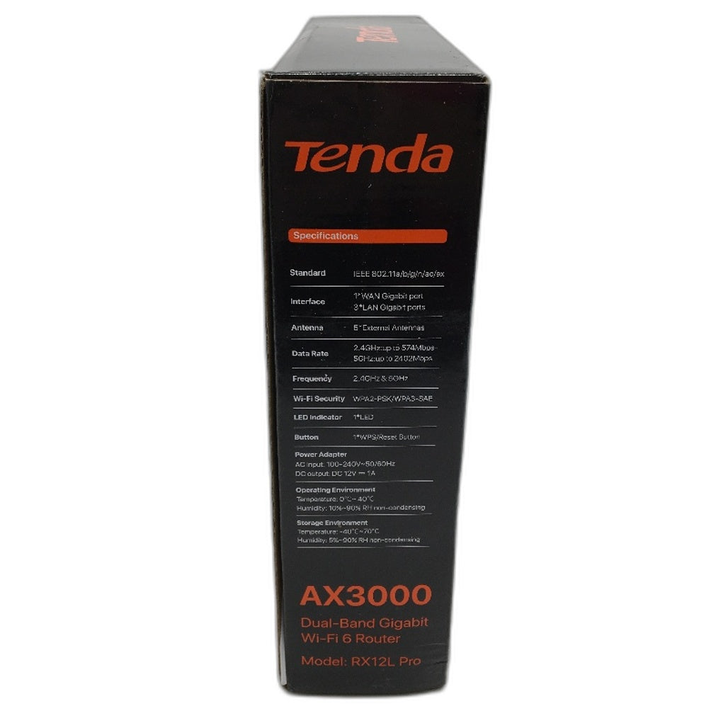 Tenda RX12L Pro AX3000 160MHz IPv6 Dual Band Gigabit WiFi 6 Router NEW