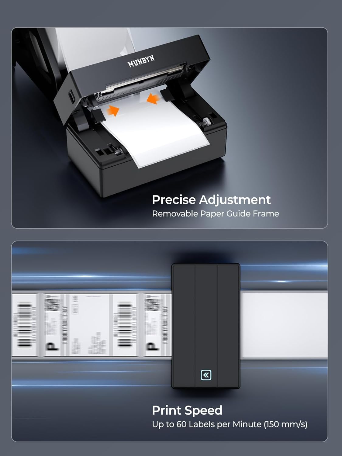 Munbyn 130B 203dpi Bluetooth & USB Direct Thermal Label Printer in Black DEMO