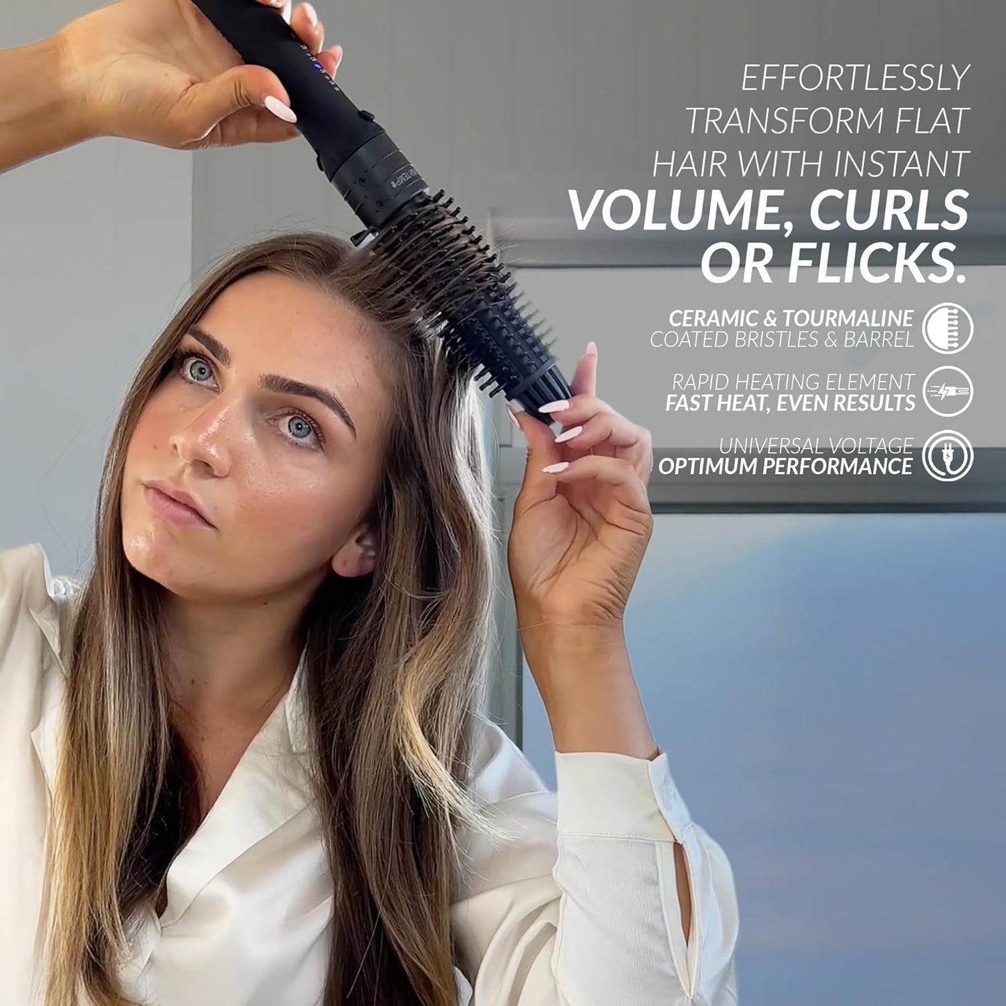 Muk Haircare Hot Round Brush Styler with 2 Interchangeable Ceramic Barrels NEW