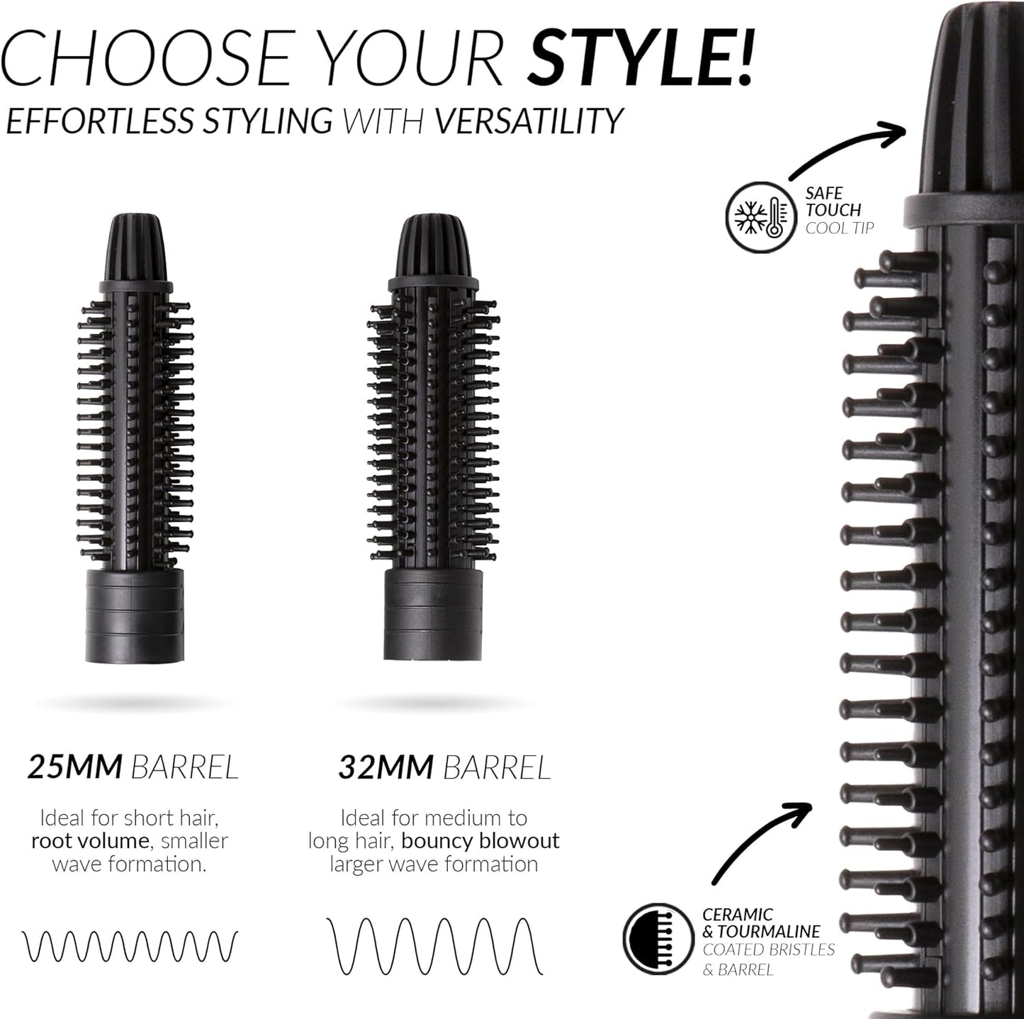 Muk Haircare Hot Round Brush Styler with 2 Interchangeable Ceramic Barrels NEW