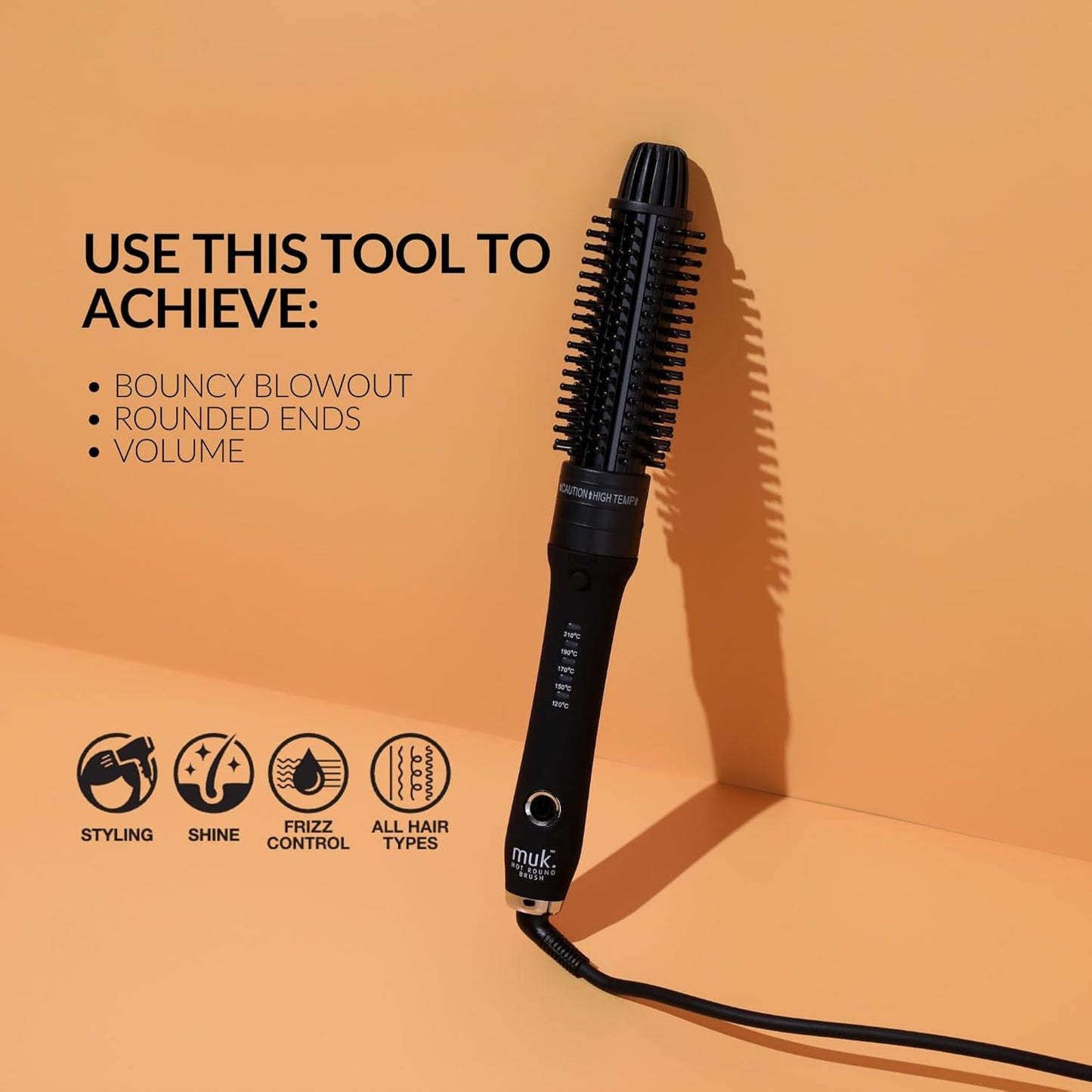 Muk Haircare Hot Round Brush Styler with 2 Interchangeable Ceramic Barrels NEW