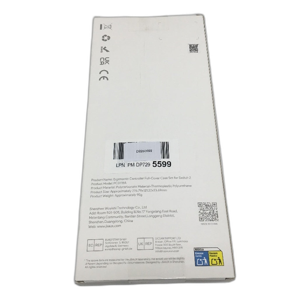 JSAUX Clear Grey Back Erognomic Controller Full Cover Case Set for Switch 2 NEW