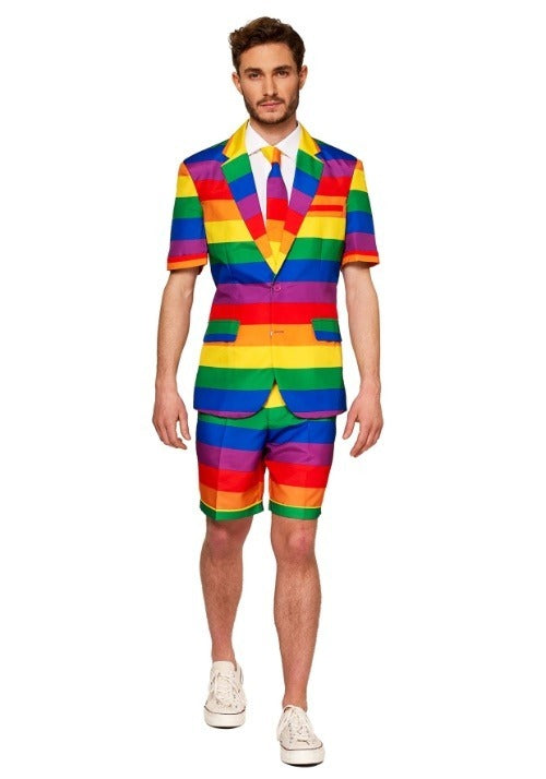 Suitmeister Rainbow Stripe Summer Suit Costume Mens Size Large NEW