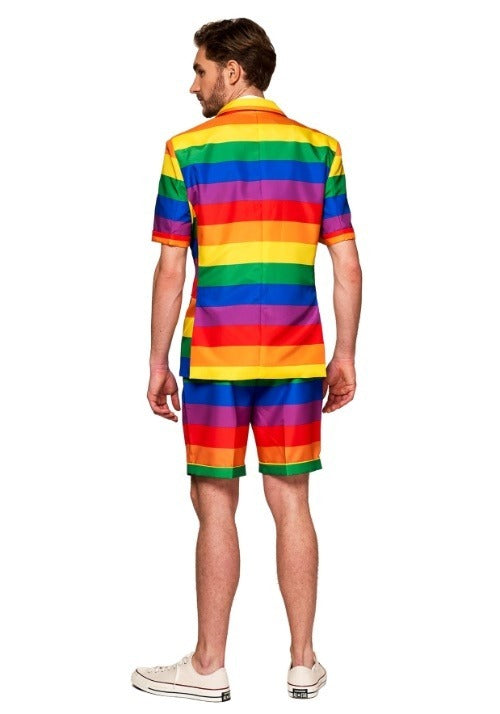 Suitmeister Rainbow Stripe Summer Suit Costume Mens Size Large NEW